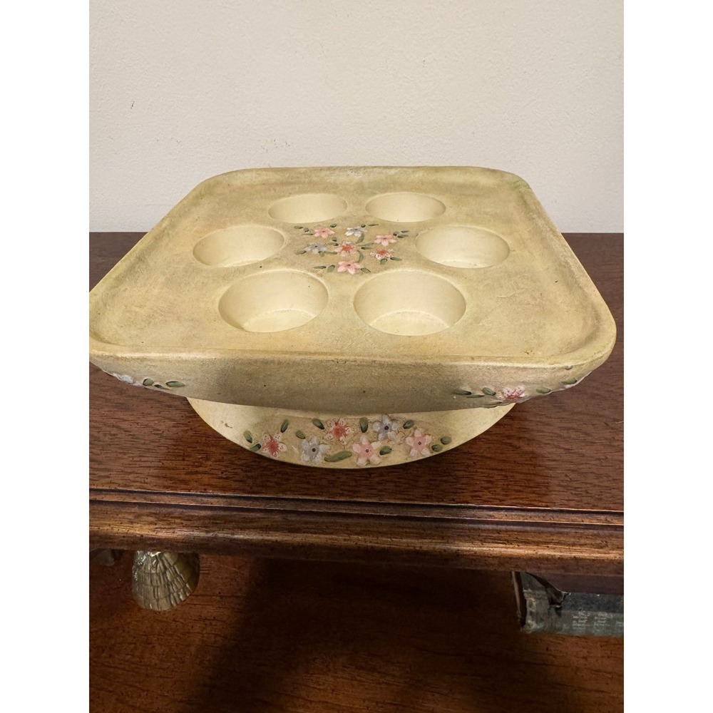 PartyLite Terrace Blossom Floral 3Wick Multi Tealight Candle Holder 8.25" P8014